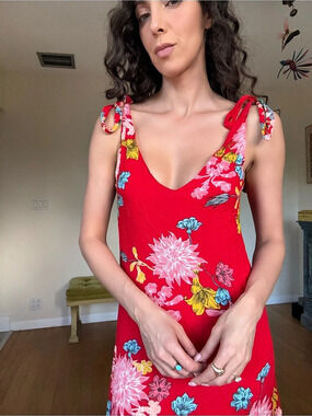 Diversa Floral Maxi Dress in Red Size XS Like New